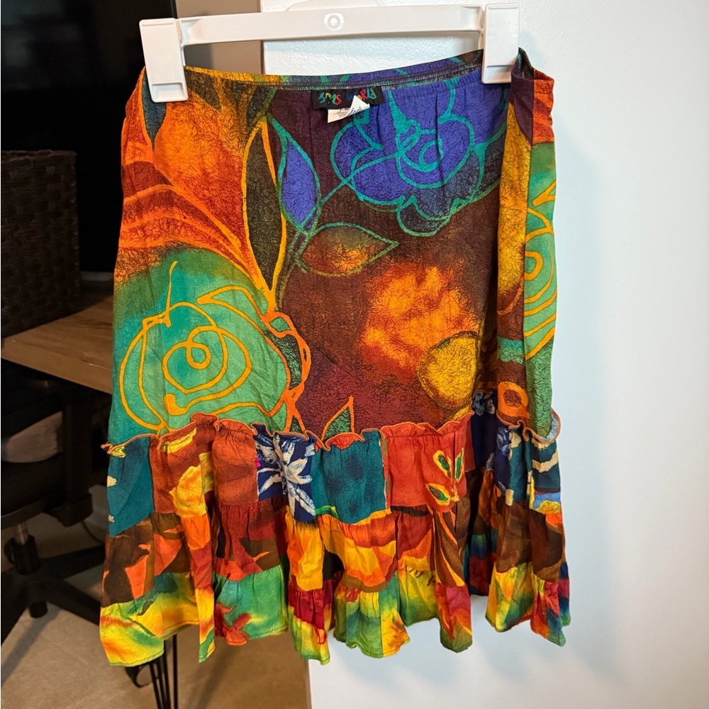 Jams World Colorful Floral Women's Hattie / Whimsy Skirt like new size XL
